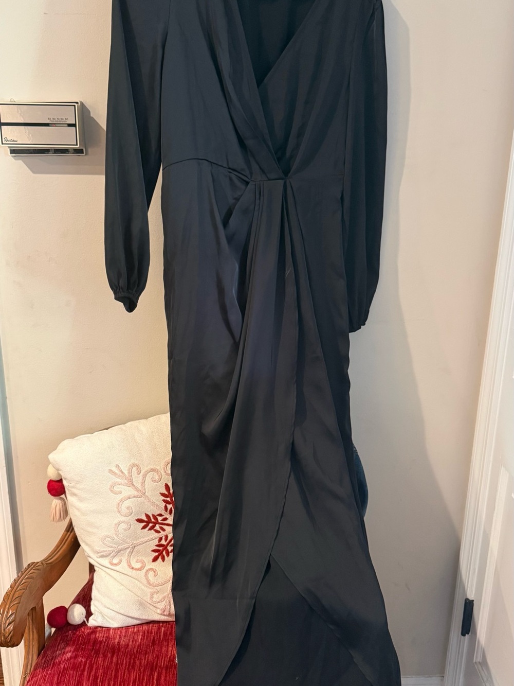 SHEIN Black Long Sleeve Wrap Maxi Dress